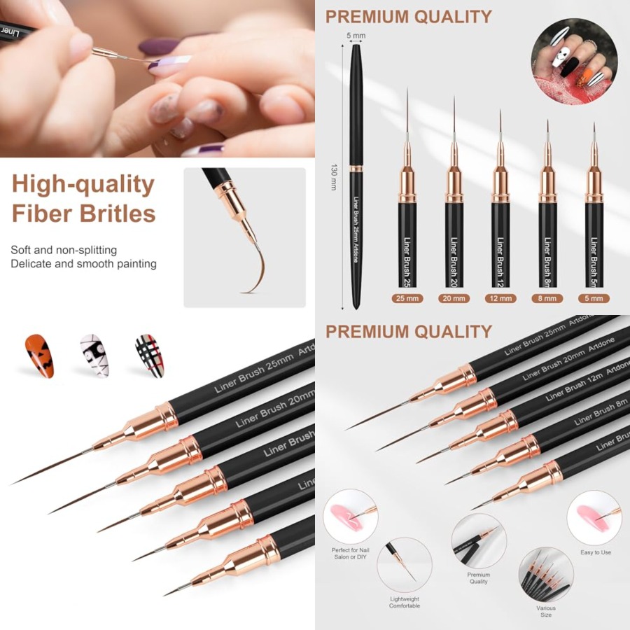 Metallic Nail Art Pens, Liner  - Detailing Brush Set ulasan dan harga